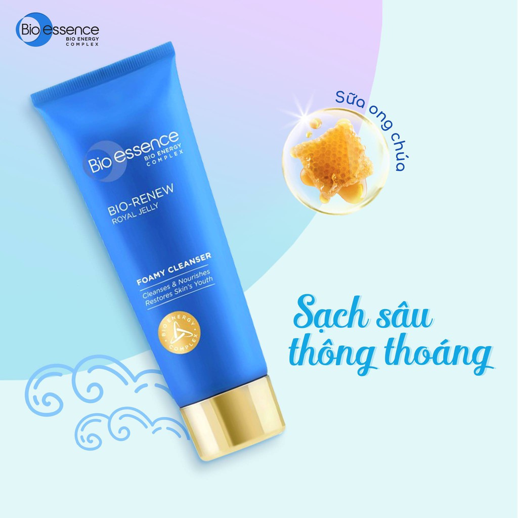 Sữa rửa mặt dưỡng da (da dầu &amp; hỗn hợp) Bio-Renew Bio-Essence Renew Foamy Cleanser tinh chất sữa ong chúa 100g