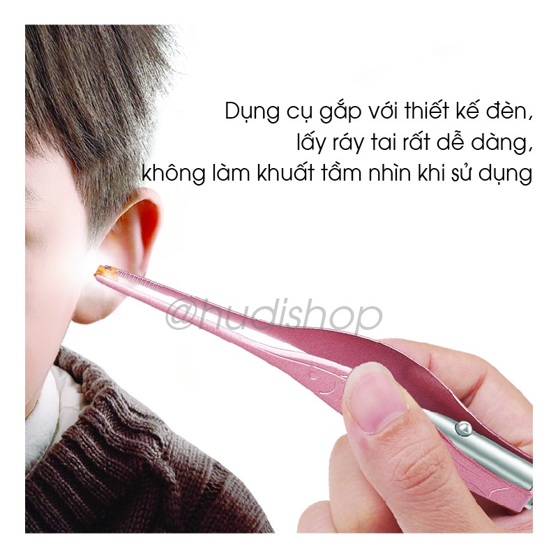 Dụng cụ lấy ráy tai có đèn thiết kế thông minh Đi kèm pin tiểu tuyệt đối an toàn cho mọi lưa tuổi Hudishop HD001