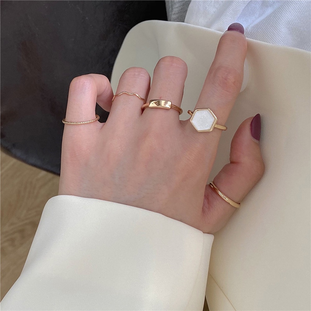 Set 5 nhẫn bạc 925 thiết kế đơn giản size 8 thời trang đơn giản cho nữ