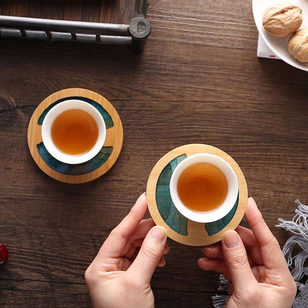 Tấm Lót Cốc Trà / Cà Phê Bằng Tre Cách Nhiệt Bền Bỉ Tiện Dụng