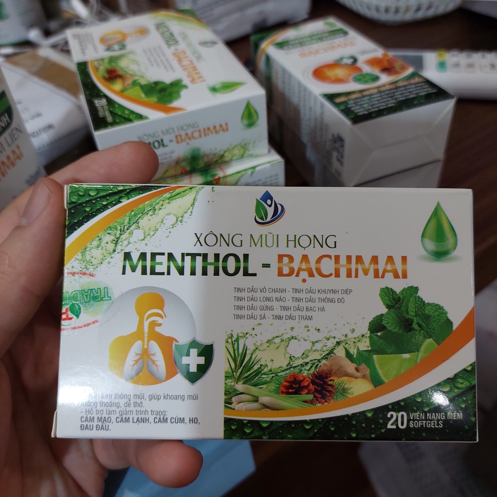 Xông mũi họng Menthol bạch mai hộp 20 viên