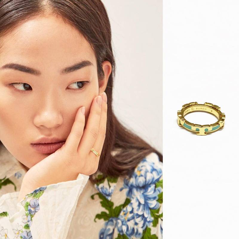 Nhẫn Chữ T NhiềU MàU SắC ThờI Trang Cho Nữ