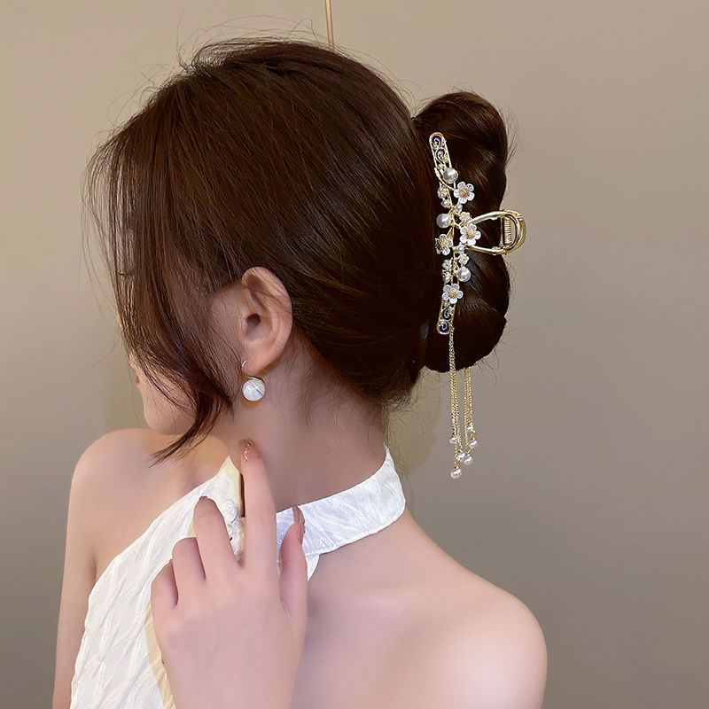 Kẹp Tóc Hình Bông Hoa Phối Tua Rua Phong Cách Cổ Điển Cao Cấp Thời Trang Mùa Thu Mới Cho