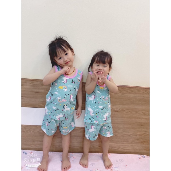 Bộ cotton ba lỗ tăm tre giấy bé trai, bé gái