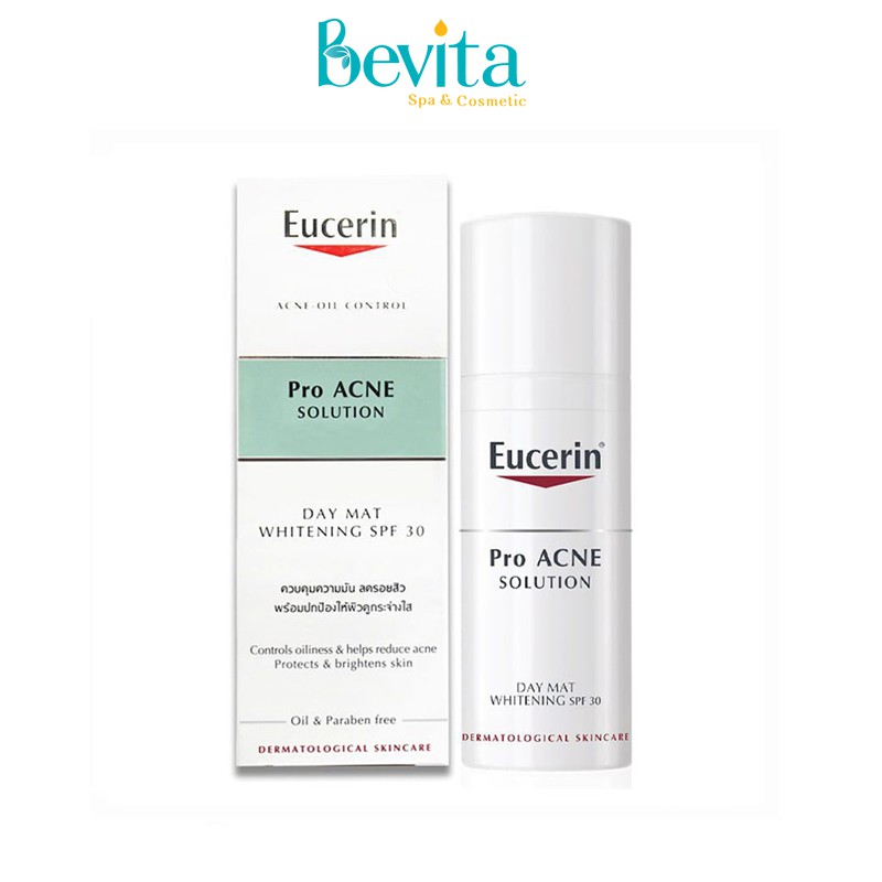 Kem dưỡng giảm mụn, trắng da Eucerin Pro Acne Day Mat Whitening SPF30 50ml - Bevita