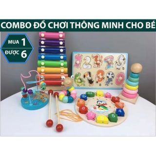 ĐỒ CHƠI GỖ SET 6 MÓN PHÁT TRIỂN TRÍ TUỆ, AN TOÀN CHO TRẺ