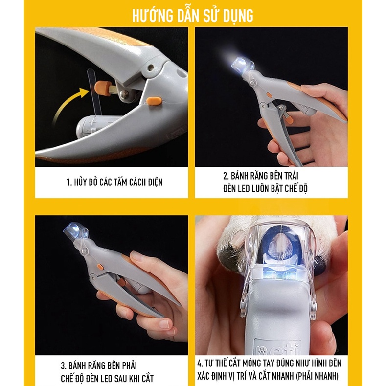MASTI Kềm Cắt Móng Có Đèn Led Cho Thú Cưng Tiện Dụng LI0259