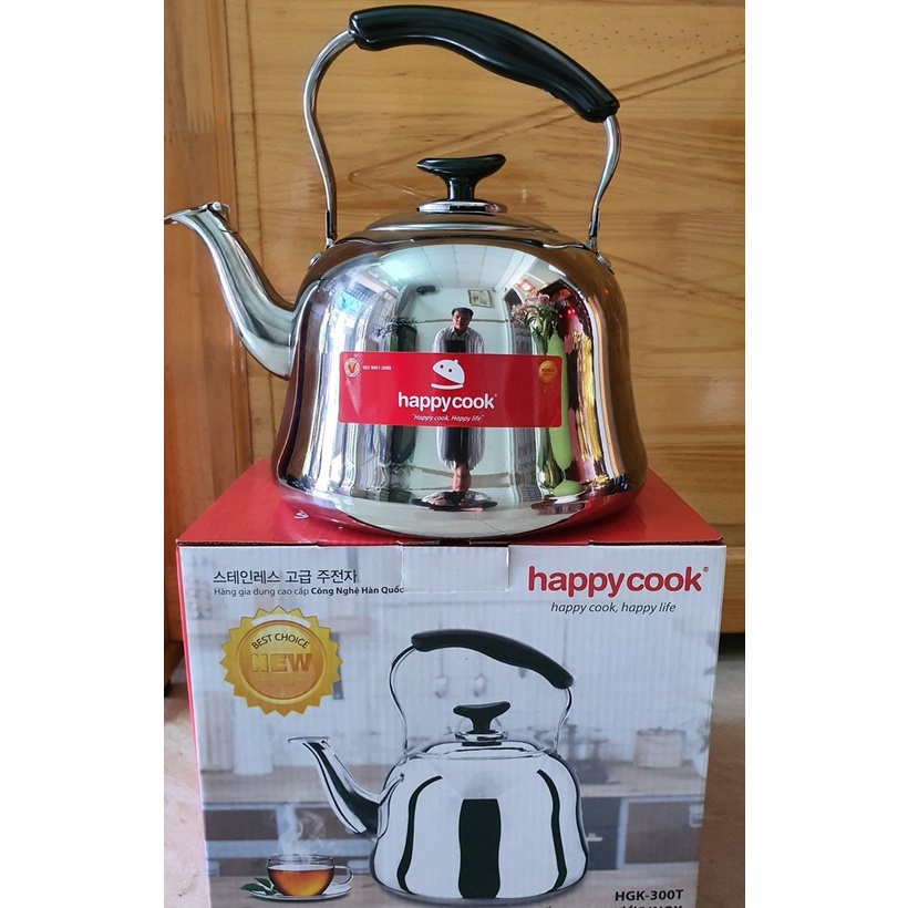 Ấm đun nước inox HappyCook 5L, 3L HGK-300T, HGK-500T Sử dụng được trên bếp từ