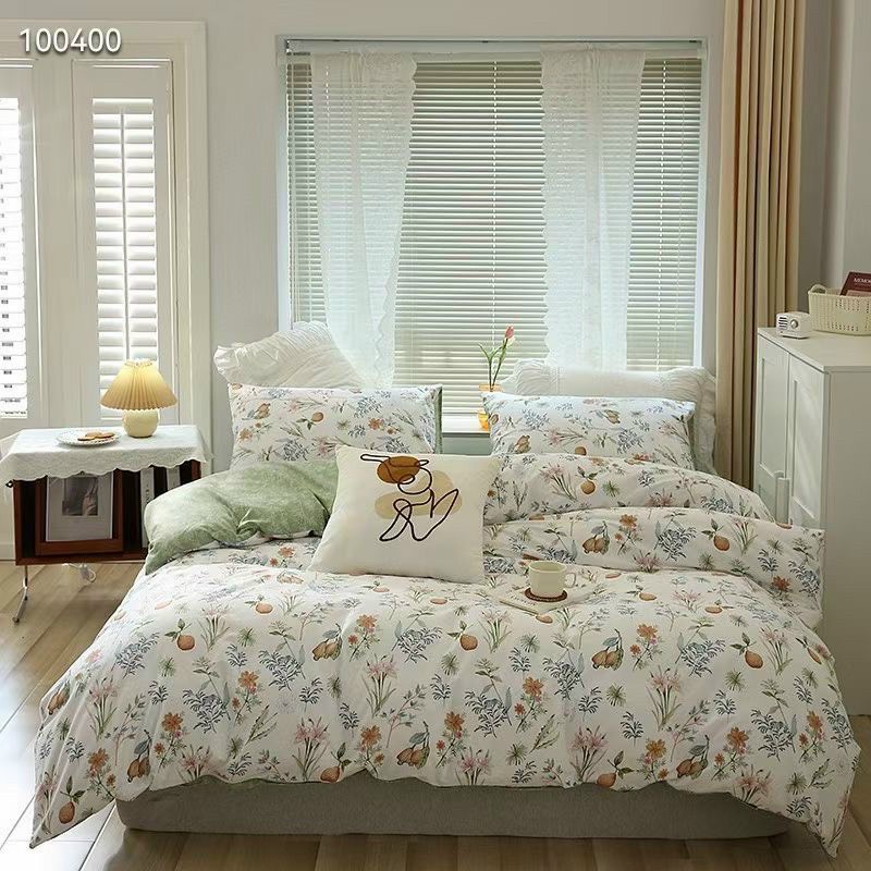 Bộ chăn ga gối cotton organic trái lê  SHOP vũ thị thơm