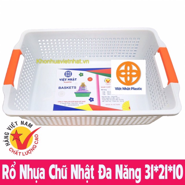 [Chọn màu] Rổ Nhựa Chữ Nhật Việt Nhật 44x30x15cm- 1196/1197/1198 | BigBuy360 - bigbuy360.vn