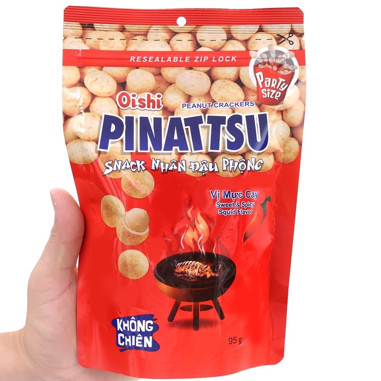 Đậu Phộng Pinattsu Gói 95g Vị Nước Cốt Dừa Và Mực Cay