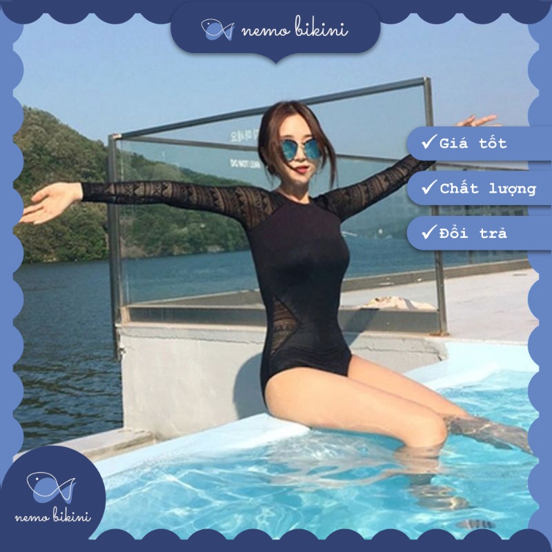 Nemo Bikini - Đồ bơi nữ, áo tắm, đồ bơi 1 mảnh liền thân tôn dáng tay lưới