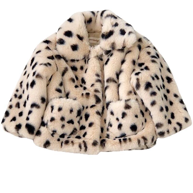 Áo khoác giả lông dáng rộng giữ ấm dễ thương thời trang thu đông cho bé gái 2021