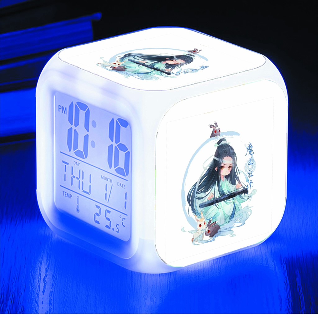 Đồng hồ báo thức để bàn in hình Ma Đạo Tổ Sư Trần Tình Lệnh chibi LED đổi màu