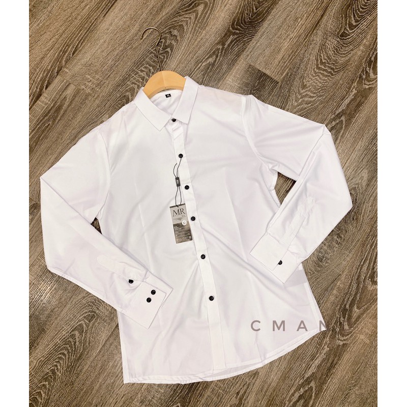 Áo sơ mi nam cúc đen 2 màu Đen-Trắng không nhăn, xuất xịn chuẩn form | BigBuy360 - bigbuy360.vn