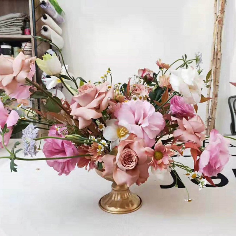 Chậu Hoa Khô Bằng Kim Loại Phong Cách Vintage Dùng Trang Trí Bàn Tiệc Cưới