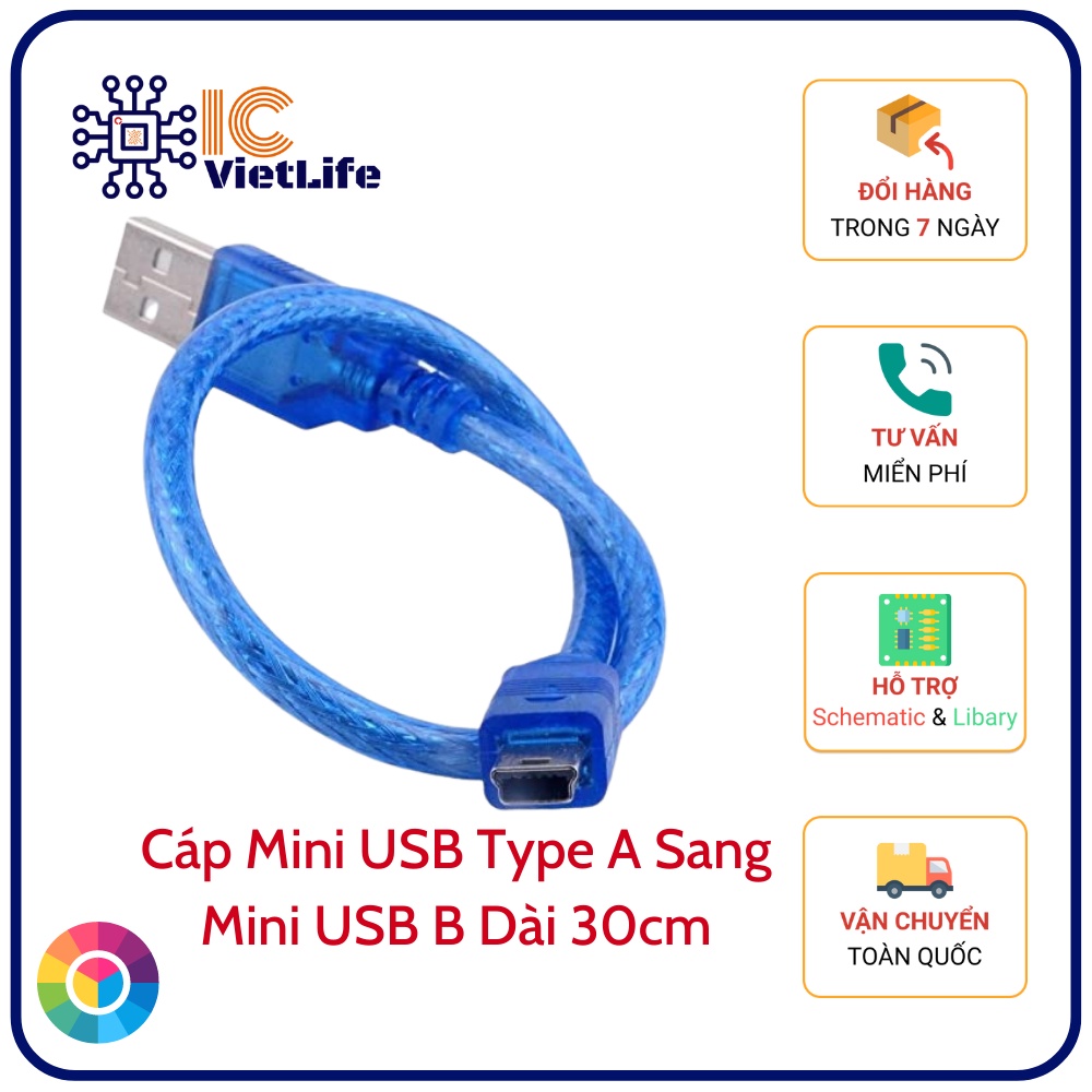 Cáp Mini USB Type A Sang Mini USB Type B Cáp Nạp Arduino Nano (Dài 30cm)