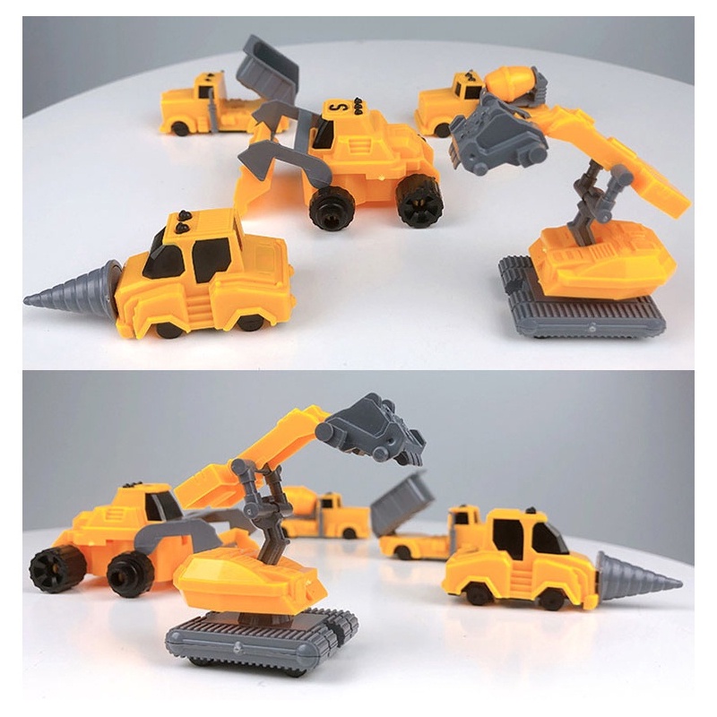 5 Xe Mô Hình Xe Công Trình Biến Hình Robot Đồ Chơi Cho Bé Trai