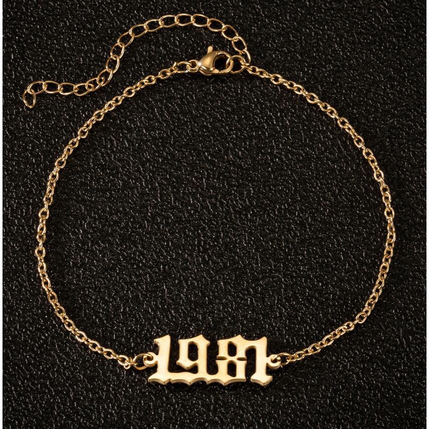 Vòng Đeo Cổ Chân Bằng Thép Không Gỉ Khắc Số Năm Mới Năm 1980 1995 Thời Trang Dành Cho Nam Và Nữ