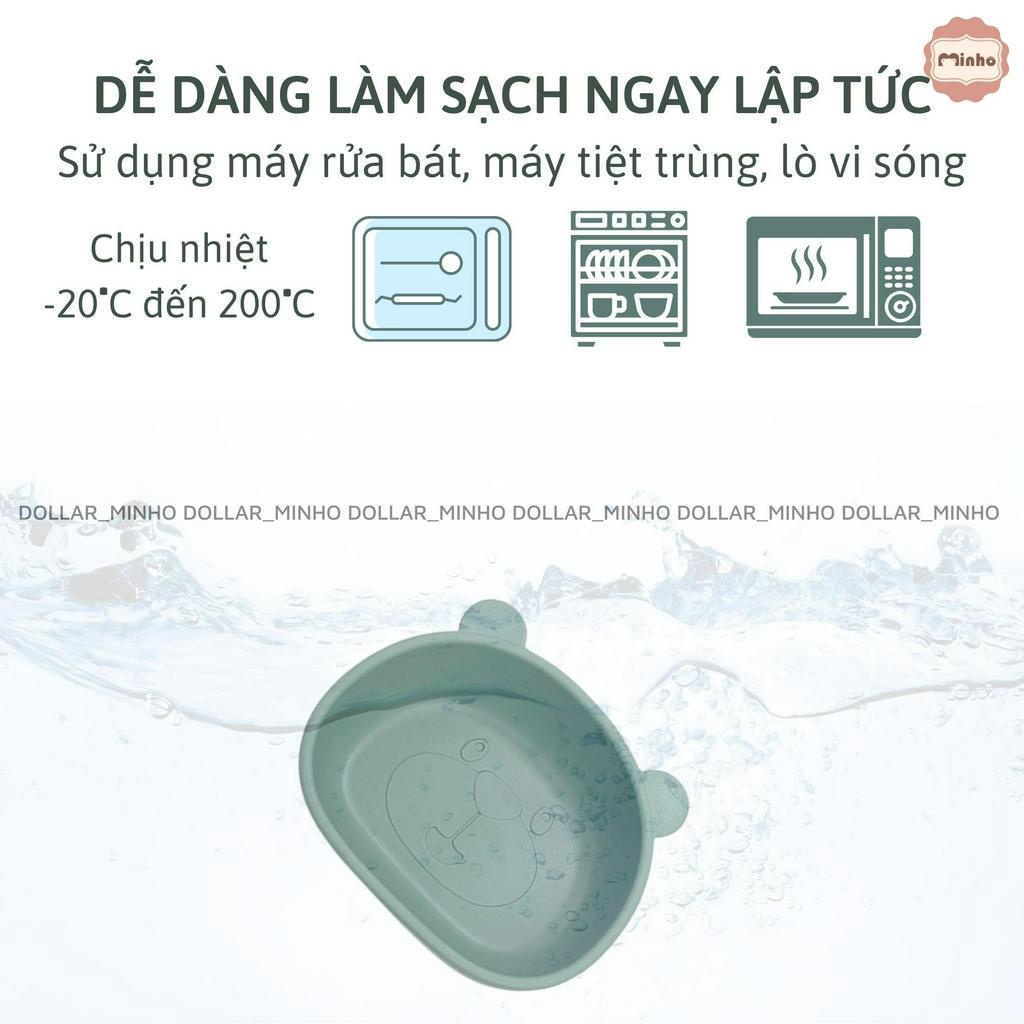 Bát ăn dặm hình gấu có đế hít chống đổ chất liệu dày dặn