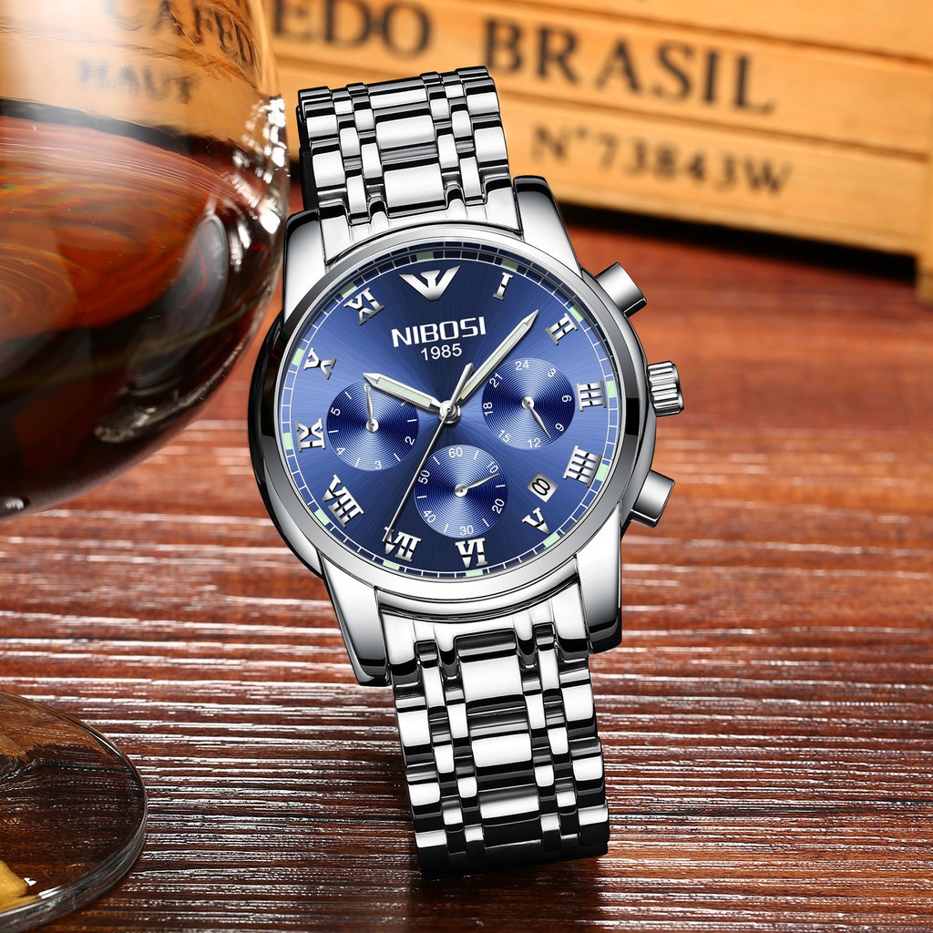 ĐỒNG HỒ NAM NIBOSI 2301 (1985) - FULL BOX  DÂY THÉP ĐẶC CHẠY 6 KIM NHIỀU MÀU LỰA CHỌN (FULL BOX) Bán lẻ giá sỉ