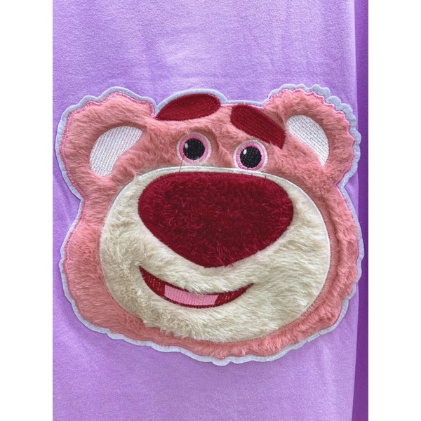 Set áo cotton tím gấu thêu quần suông hoa