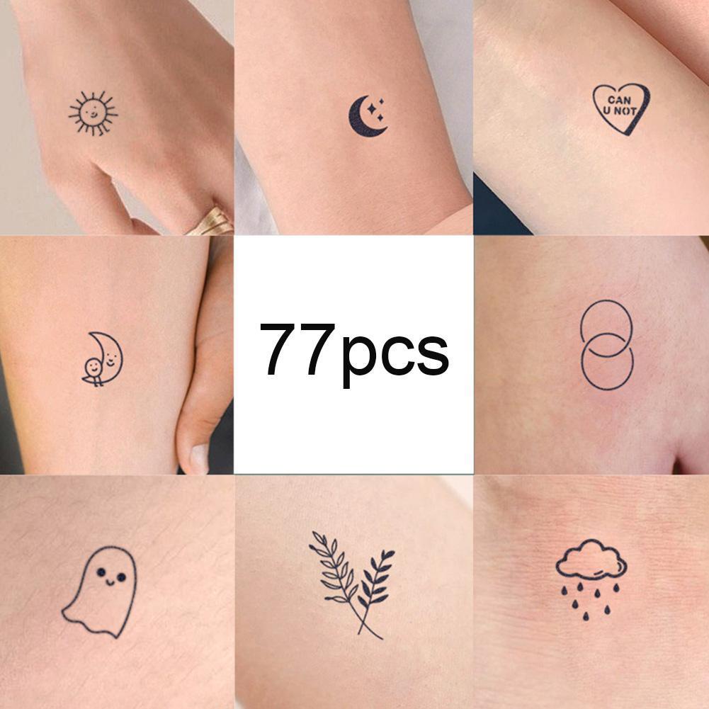 Set 77 hình xăm dán họa tiết dễ thương chống thấm nước phong cách độc đáo cho bé gái M3D0