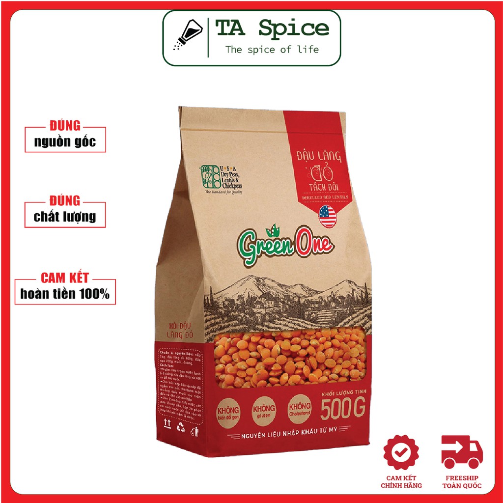 Đậu Lăng Đỏ Hữu Cơ cho bé ăn dặm - NON GMO, không Gluten, không Cholesterol 500gr - Organic Red Letils