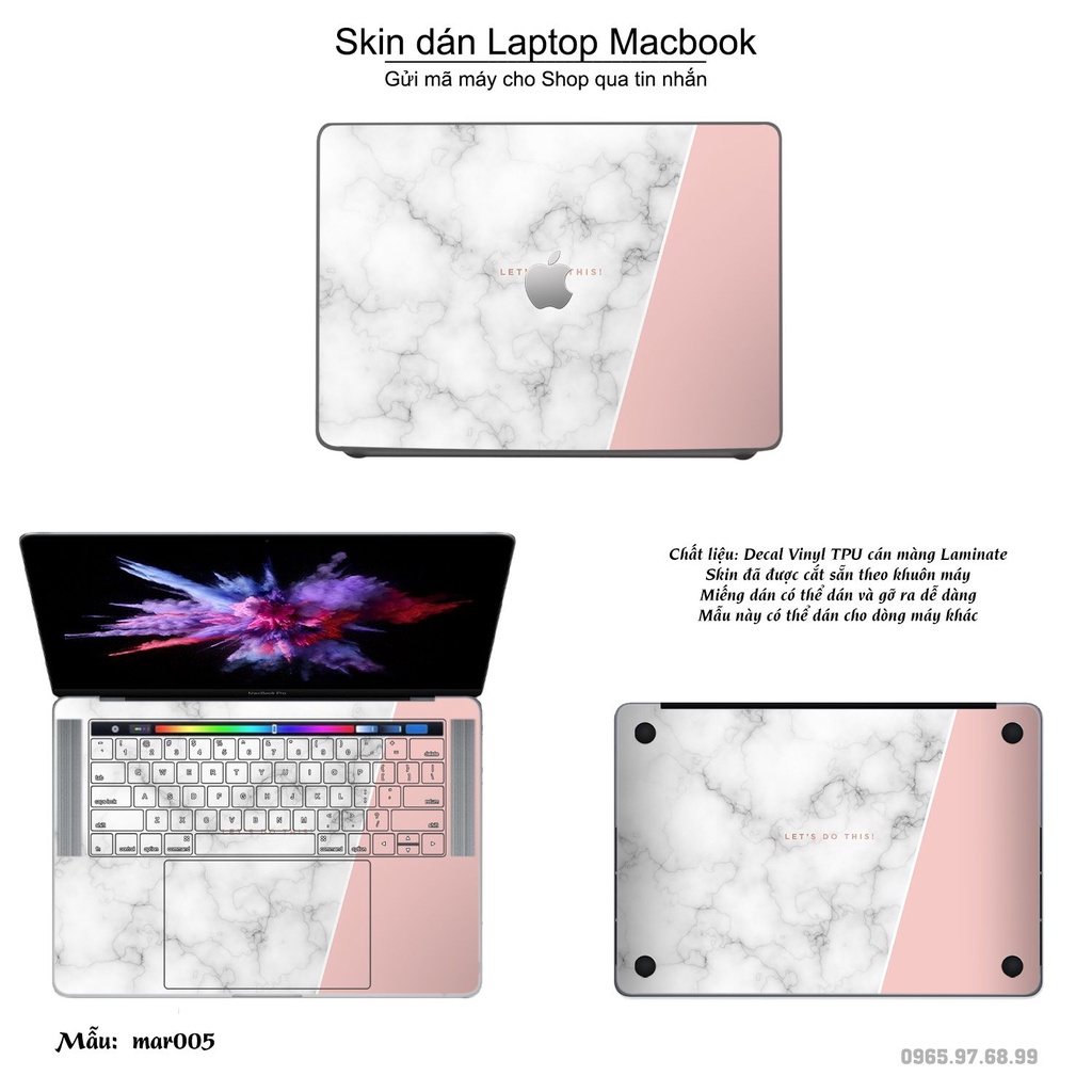 Skin dán Macbook mẫu vân Marble (đã cắt sẵn, inbox mã máy cho shop)