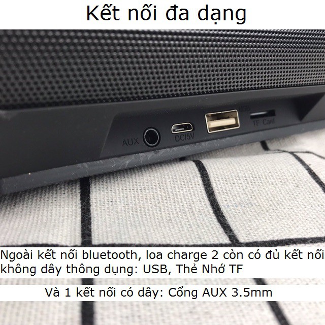 [Mã ELHACE giảm 4% đơn 300K] Loa bluetooth kiêm pin dự phòng GrownTech Charge 2+ mini, bass mạnh