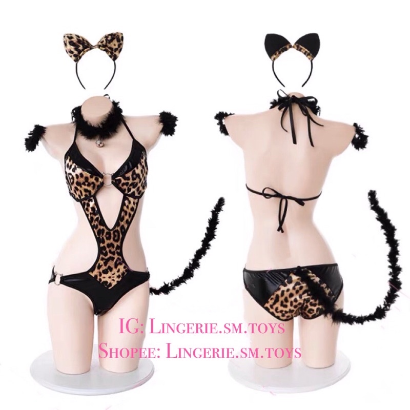 Mã LL2427 Trang Phục Hoá Trang Nàng Báo Mèo Kèm Đuôi Và Cài Tóc Phụ Kiện Dễ Thương - Cosplay sexy