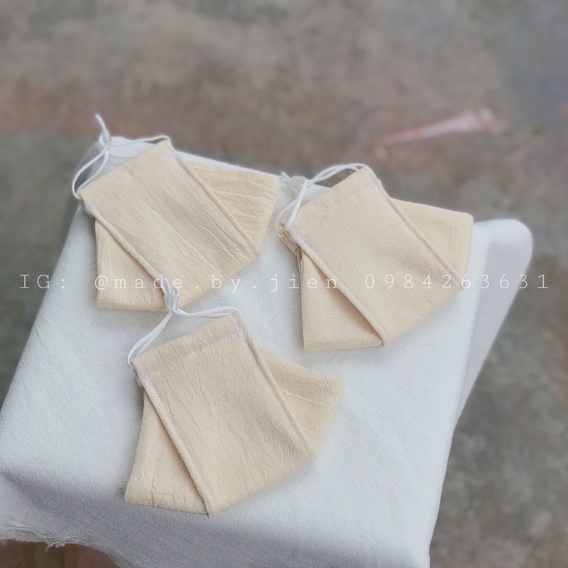 Khẩu trang vải thô cotton trơn handmade