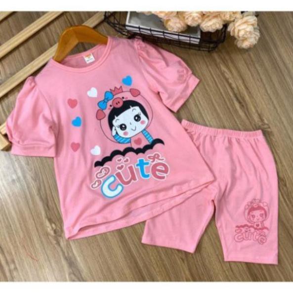 Bộ lửng dáng babydoll thun cotton mềm đẹp cho bé gái từ 25 đến 40kg - Bộ quần áo trẻ em - My Store