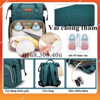 Balo bỉm sữa gấp gọn tiện dụng CÓ NÔI NẰM CHO BÉ túi cỡ lớn đựng được nhiều đồ cho bé – BLBS