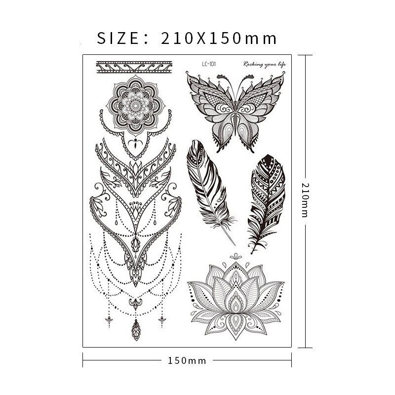 Hình xăm dán tạm thời chống nước họa tiết hoa Mandala quyến rũ cho nữ