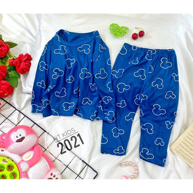 Bộ thun lạnh dài tay MINKY MOM chính phẩm vải mềm mại hoạ tiết đáng yêu cho bé 7-17kg