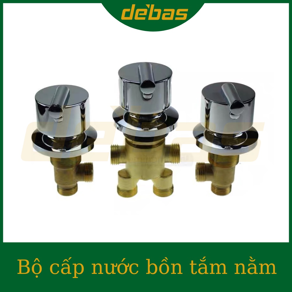 Van chia nước bồn tắm 3 núm vặn lõi đồng massage chỉnh nóng lạnh bộ cấp nước bồn tắm lắp thành bồn Debas