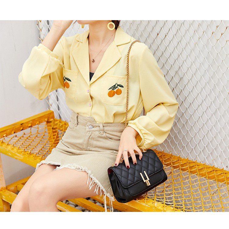 Túi đeo chéo nữ công sở đeo vai có dây xích và khóa Y, Hà túi HT30