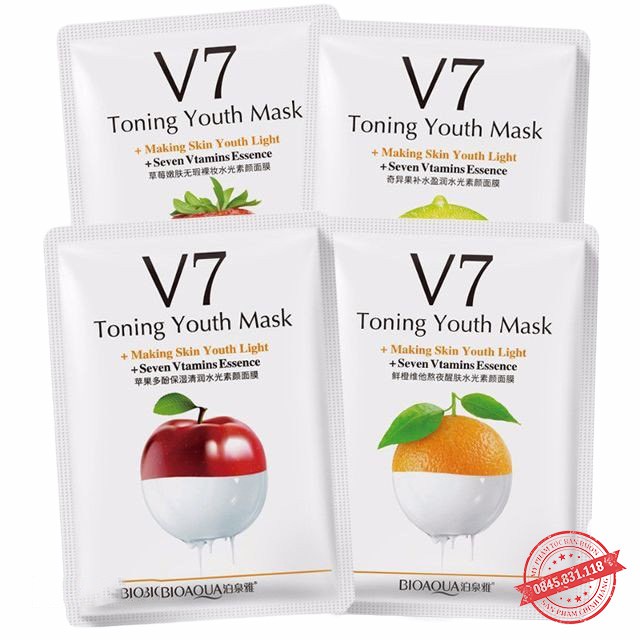 Mặt nạ giấy dưỡng da mụn cấp ẩm thải độc V7 Toning Youth Mask Bioaqua chính hãng CS61