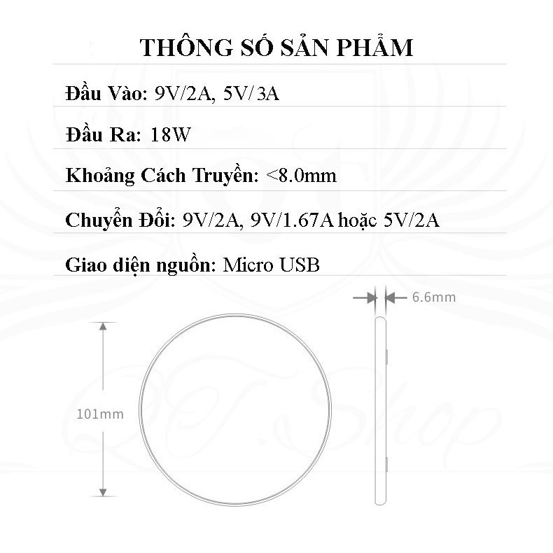 Sạc Không Dây Iphoen Samsung Sạc nhanh 18W cho IP 8 trở lên và các dòng máy hỗ trợ sạc không dây - MS