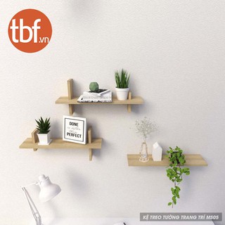 Kệ trang trí phòng khách gỗ treo tường hình chữ H TBF KTT_MS05