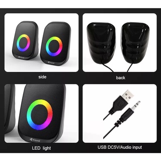 Loa Vi Tính 2 Cái/Bộ (3W*2) Có Dây (USB + 3.5mm) LED RGB KISONLI X7 - Âm Thanh Hay, Nhỏ Gọn