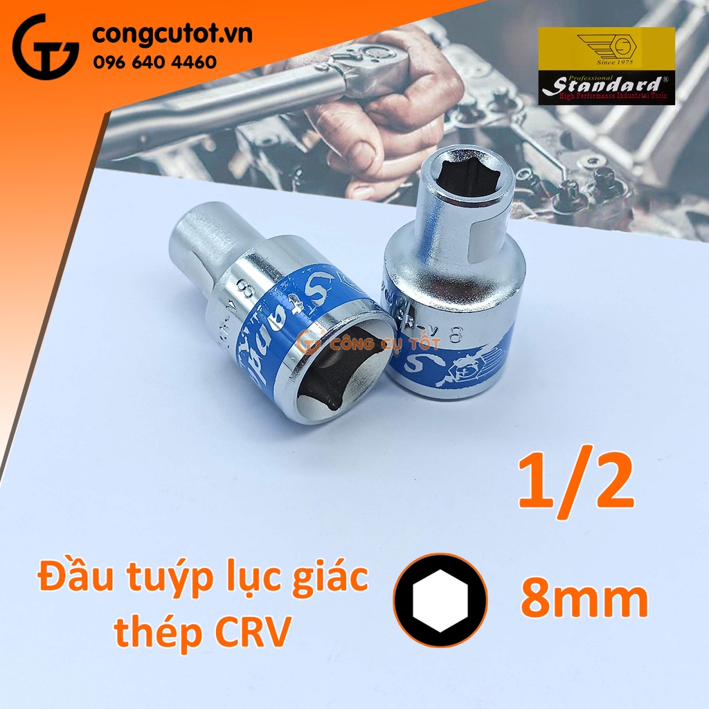 Bộ 19 đầu tuýp lục giác Standard 1/2inch 8-32mm