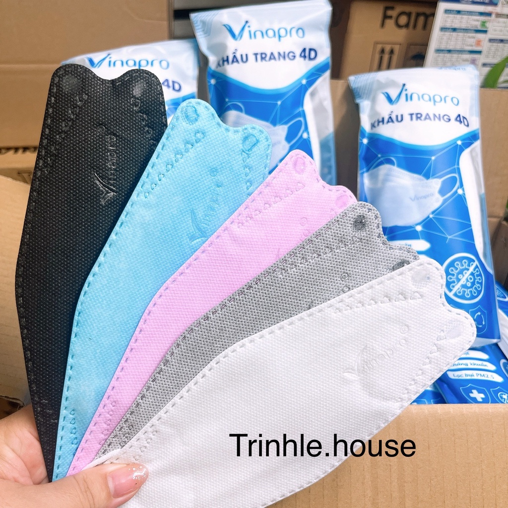 Sỉ 1 thùng 300 cái khẩu trang kf94 Vinapro màu trắng, xám, xanh, đen, hồng kháng khuẩn- tân bình