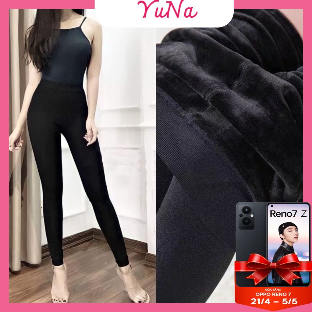 Quần legging nữ Maika lót lông dáng dài cạp cao chống xoắn co dãn bốn chiều, phụ kiện thời trang nữ YUNA