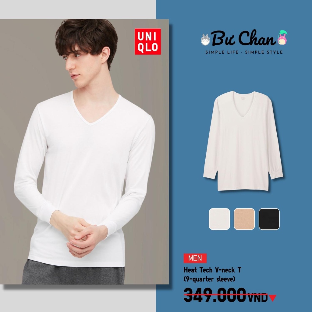 Áo giữ nhiệt UNIQLO Nam Heat Tech cổ chữ V ❤️ (UNIQLO Nhật Chính Hãng)