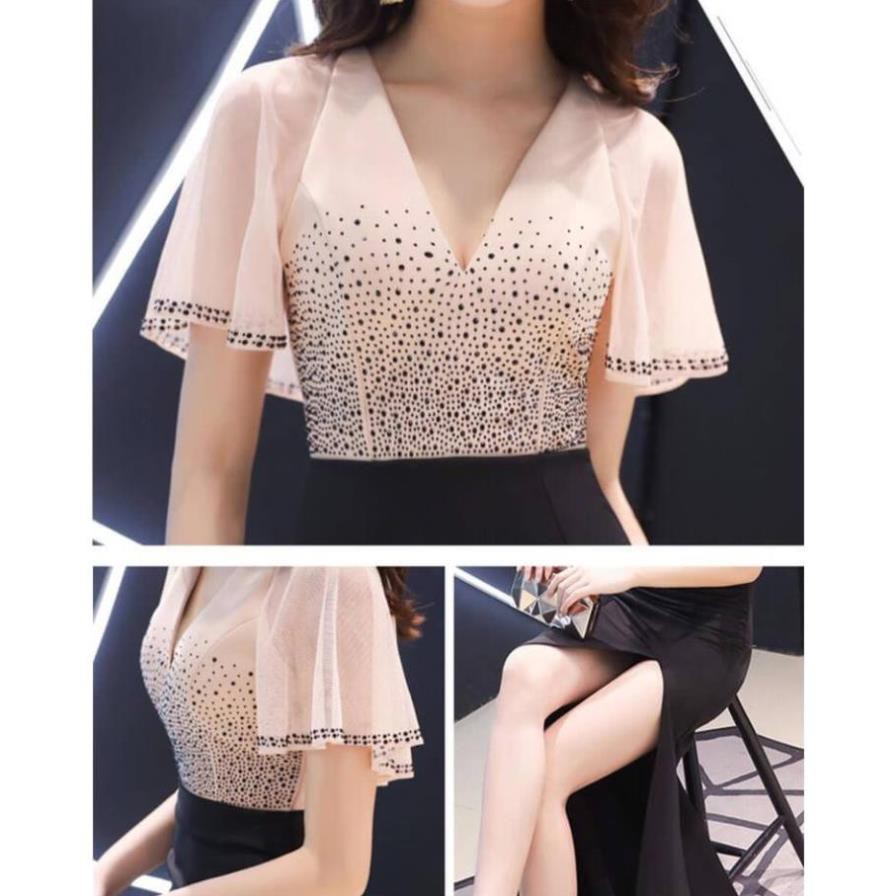 Đầm Dạ Hội Đính Đá Cao Cấp MSP340 - Váy Dạ Hội Thun Phối Voan Quảng Châu Cao Cấp Sang Trọng Kiêu Sa | BigBuy360 - bigbuy360.vn