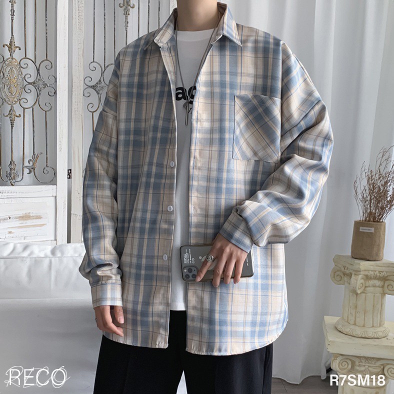 Áo sơ mi nam Hàn Quốc cao cấp dáng rộng dài tay Shirt Loose R7SM18 Unisex