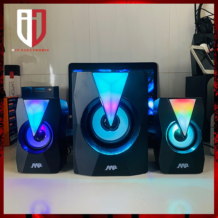 Loa máy tính bluetooth để bàn có Dây đèn led cao cấp AAP E012 loa vi tính pc gaming