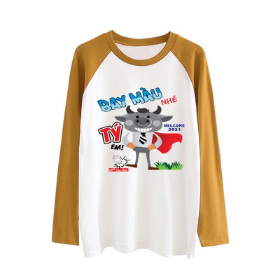 Áo thun dài tay raglan nam nữ unissex thiết kế cổ tròn basic in hình tết 2021 | BigBuy360 - bigbuy360.vn